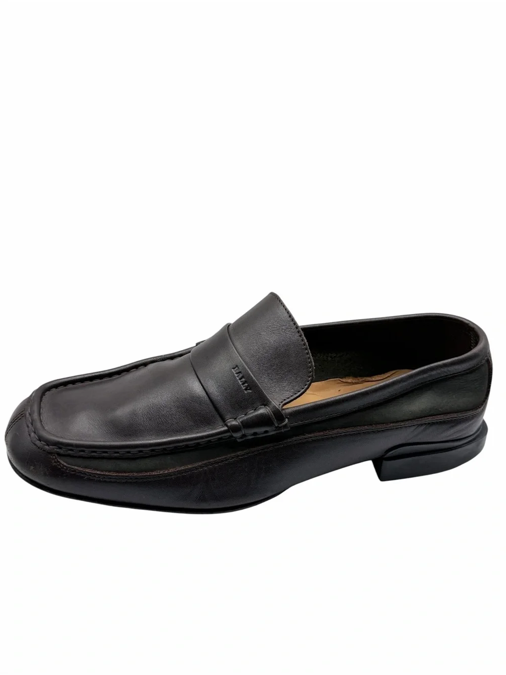 Bally Rumo Brown Leather & Green Suede Loafers Men’s 9E Made in Italy